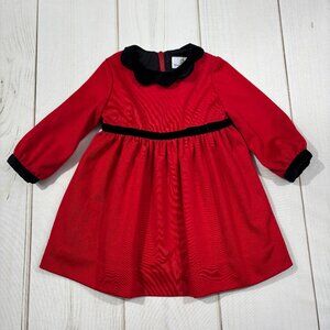 Florence Eiseman Toddler Christmas Dress 24M Red Velvet Long Sleeves Bow